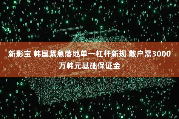 新影宝 韩国紧急落地单一杠杆新规 散户需3000万韩元基础保证金